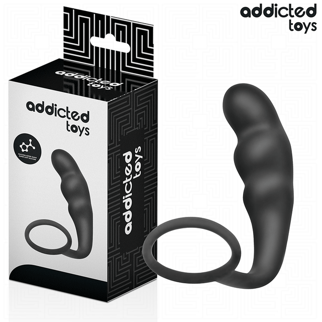 Analplug mit Hodenring Modell 4 Schwarz 9 x 3,2 cm