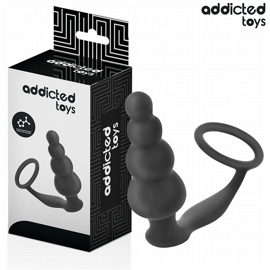 Analplug mit Hodenring Modell 5 Schwarz 9,5 x 3,5 cm