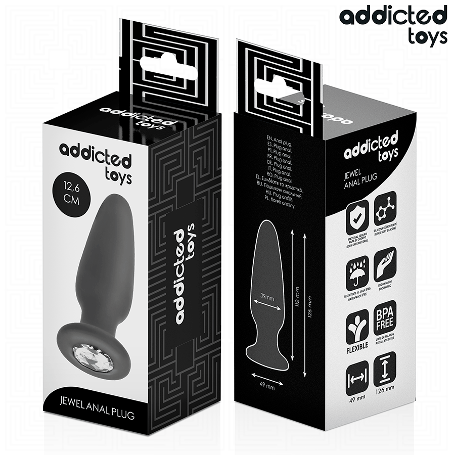Analplug mit Juwel Größe L Schwarz 11,2 x 3,9 cm