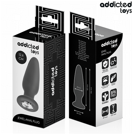 Analplug mit Juwel Größe L Schwarz 11,2 x 3,9 cm