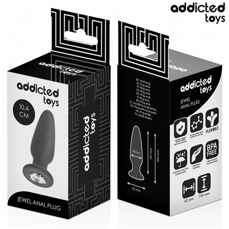 Analplug mit Juwel Größe M Schwarz 9,5 x 3,4 cm