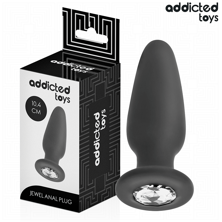 Analplug mit Juwel Größe M Schwarz 9,5 x 3,4 cm