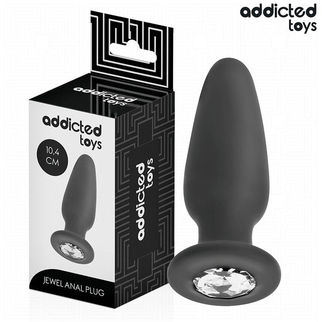 Analplug mit Juwel Größe M Schwarz 9,5 x 3,4 cm