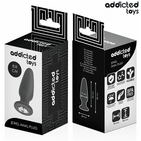 Analplug mit Juwel Größe S Schwarz 8 x 2,9 cm