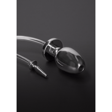 Analplug mit Penisplug und Schlauch Silber 107,7 cm
