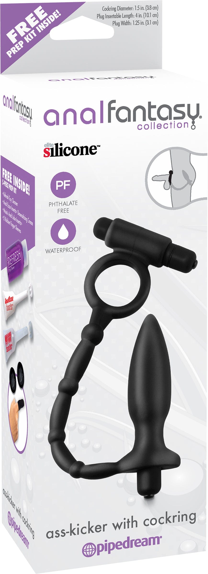 Analplug mit Penisring Vibro 27 x 4 cm