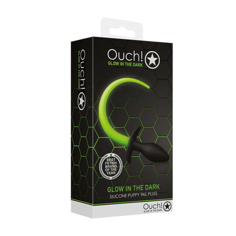 Analplug mit Puppy-Schwanz nachtleuchtend Grün 8 x Ø 3 cm – Ansicht 2