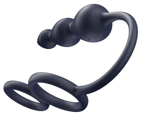 Analplug mit Vibration und Ringen 9,5 x 3 cm