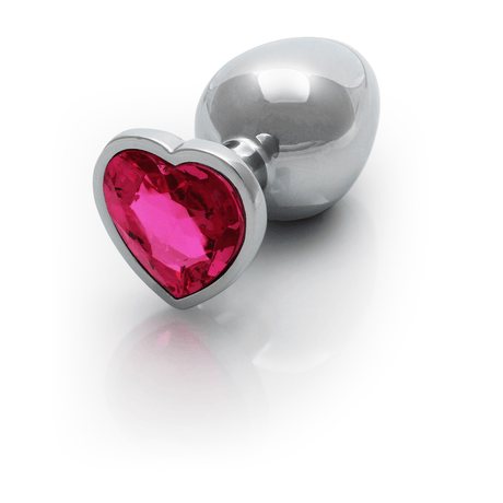 Analplug Ouch aus Metall mit Herzstein groß Silber 8,1 x Ø 4 cm – Ansicht 7