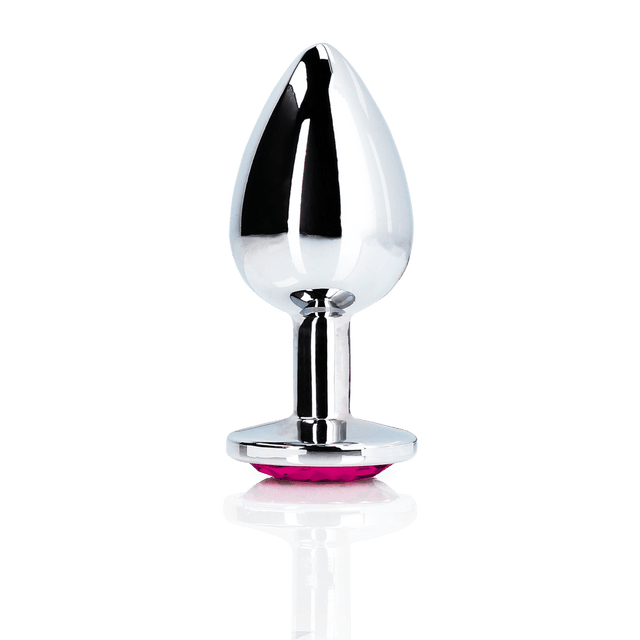 Analplug Ouch aus Metall mit Herzstein groß Silber 8,1 x Ø 4 cm