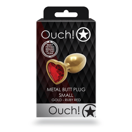 Analplug Ouch aus Metall mit Herzstein klein Gold 6,2 x Ø 2,7 cm – Ansicht 3