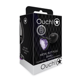 Analplug Ouch aus Metall mit Herzstein klein Gunmetal 6,2 x Ø 2,7 cm – Ansicht 2