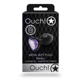 Analplug Ouch aus Metall mit Herzstein klein Gunmetal 6,2 x Ø 2,7 cm – Ansicht 3