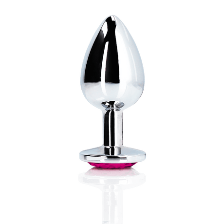 Analplug Ouch aus Metall mit Herzstein klein Silber 6,2 x Ø 2,7 cm