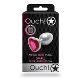 Analplug Ouch aus Metall mit Herzstein klein Silber 6,2 x Ø 2,7 cm – Ansicht 3
