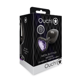 Analplug Ouch aus Metall mit Herzstein mittel Gunmetal 7,1 x Ø 3,4 cm – Ansicht 2