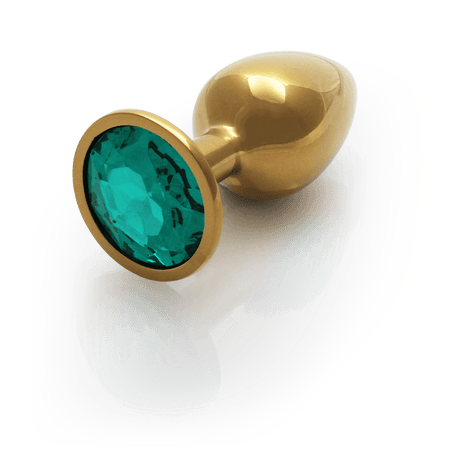 Analplug Ouch aus Metall mit rundem Stein Gold-Smaragdgrün 6,2 x Ø 2,7 cm – Ansicht 7