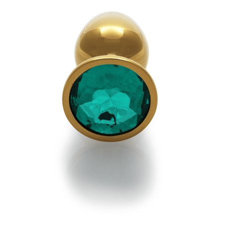 Analplug Ouch aus Metall mit rundem Stein Gold-Smaragdgrün 6,2 x Ø 2,7 cm – Ansicht 5