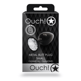 Analplug Ouch aus Metall mit rundem Stein Gunmetal-Diamant 6,2 x Ø 2,7 cm – Ansicht 3