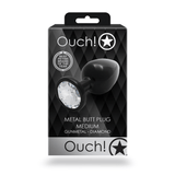 Analplug Ouch aus Metall mit rundem Stein Gunmetal-Diamant 7,1 x Ø 3,4 cm – Ansicht 3