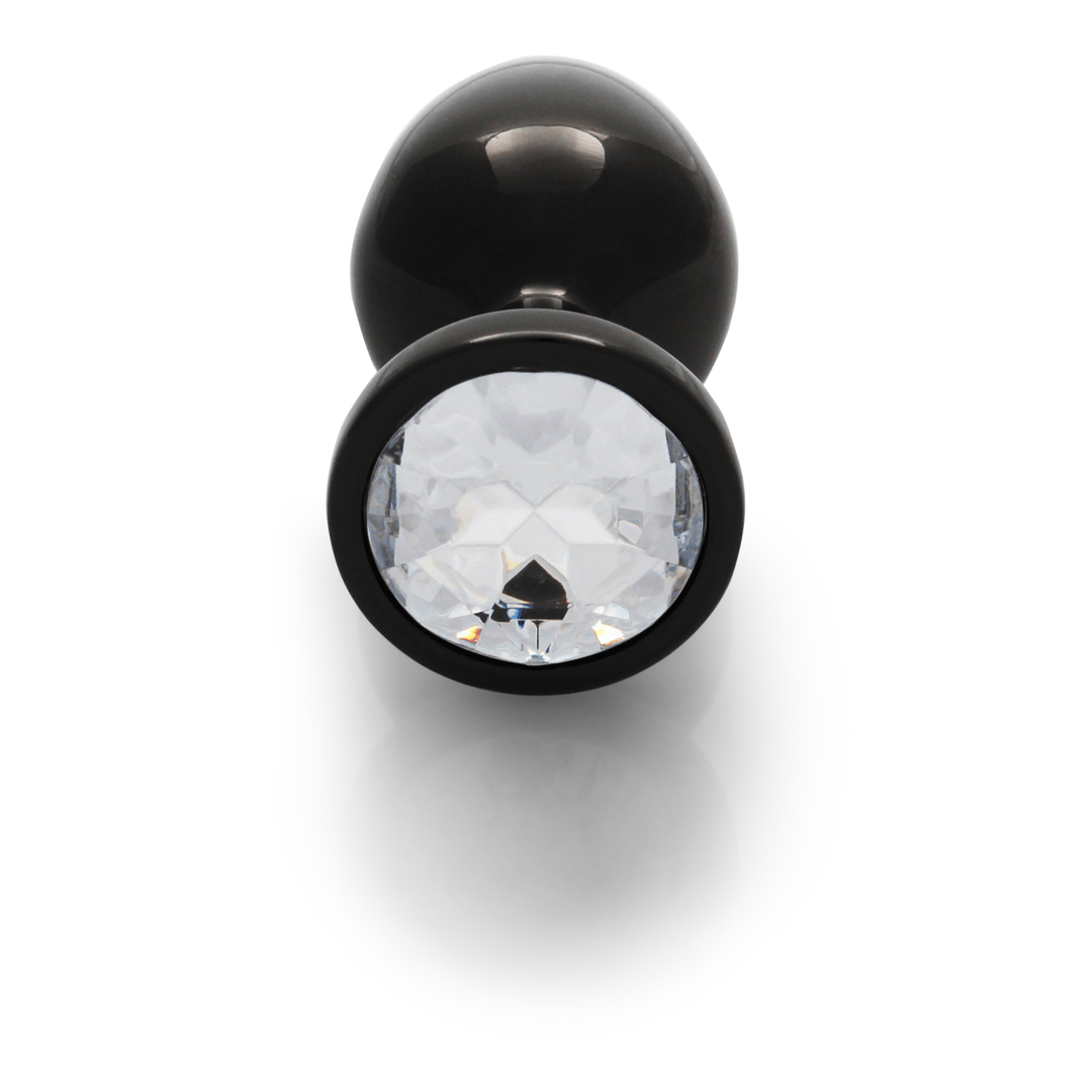 Analplug Ouch aus Metall mit rundem Stein Gunmetal-Diamant 7,1 x Ø 3,4 cm – Ansicht 5
