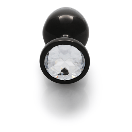 Analplug Ouch aus Metall mit rundem Stein Gunmetal-Diamant 7,1 x Ø 3,4 cm – Ansicht 5