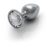 Analplug Ouch aus Metall mit rundem Stein Silber-Diamant 6,2 x Ø 2,7 cm – Ansicht 7
