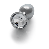 Analplug Ouch aus Metall mit rundem Stein Silber-Diamant 6,2 x Ø 2,7 cm – Ansicht 6
