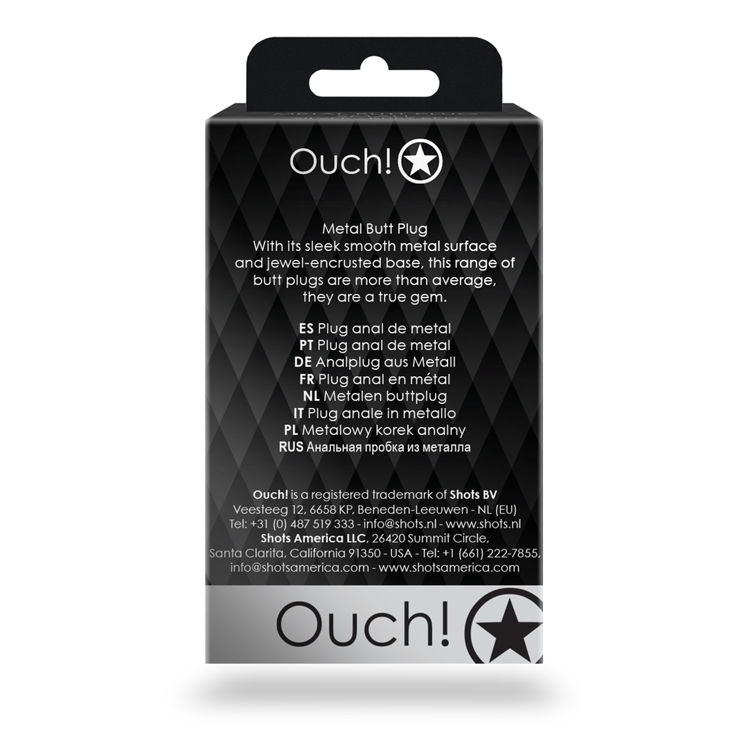 Analplug Ouch aus Metall mit rundem Stein Silber-Diamant 6,2 x Ø 2,7 cm – Ansicht 4