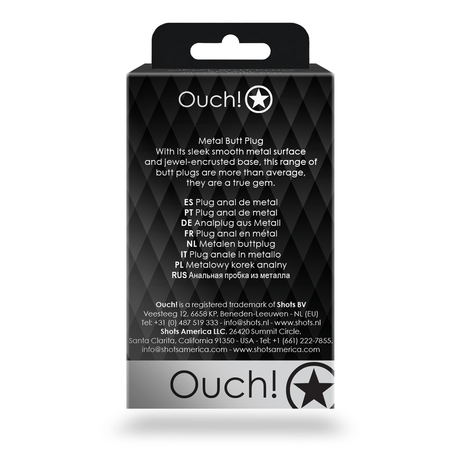 Analplug Ouch aus Metall mit rundem Stein Silber-Diamant 6,2 x Ø 2,7 cm – Ansicht 4