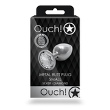 Analplug Ouch aus Metall mit rundem Stein Silber-Diamant 6,2 x Ø 2,7 cm – Ansicht 3