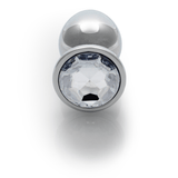 Analplug Ouch aus Metall mit rundem Stein Silber-Diamant 7,1 x Ø 3,4 cm – Ansicht 5