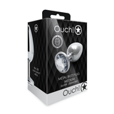 Analplug Ouch aus Metall mit rundem Stein Silber-Diamant 7,1 x Ø 3,4 cm – Ansicht 2