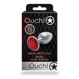 Analplug Ouch aus Metall mit rundem Stein Silber-Rubinrot 6,2 x Ø 2,7 cm – Ansicht 3