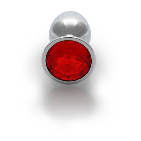 Analplug Ouch aus Metall mit rundem Stein Silber-Rubinrot 6,2 x Ø 2,7 cm – Ansicht 5