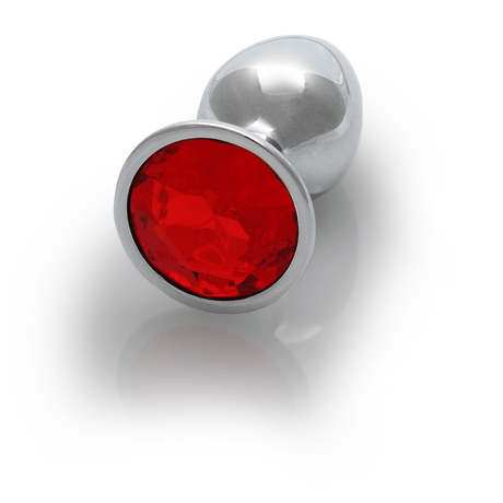 Analplug Ouch aus Metall mit rundem Stein Silber-Rubinrot 6,2 x Ø 2,7 cm – Ansicht 6