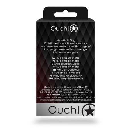 Analplug Ouch aus Metall mit rundem Stein Silber-Rubinrot 6,2 x Ø 2,7 cm – Ansicht 4