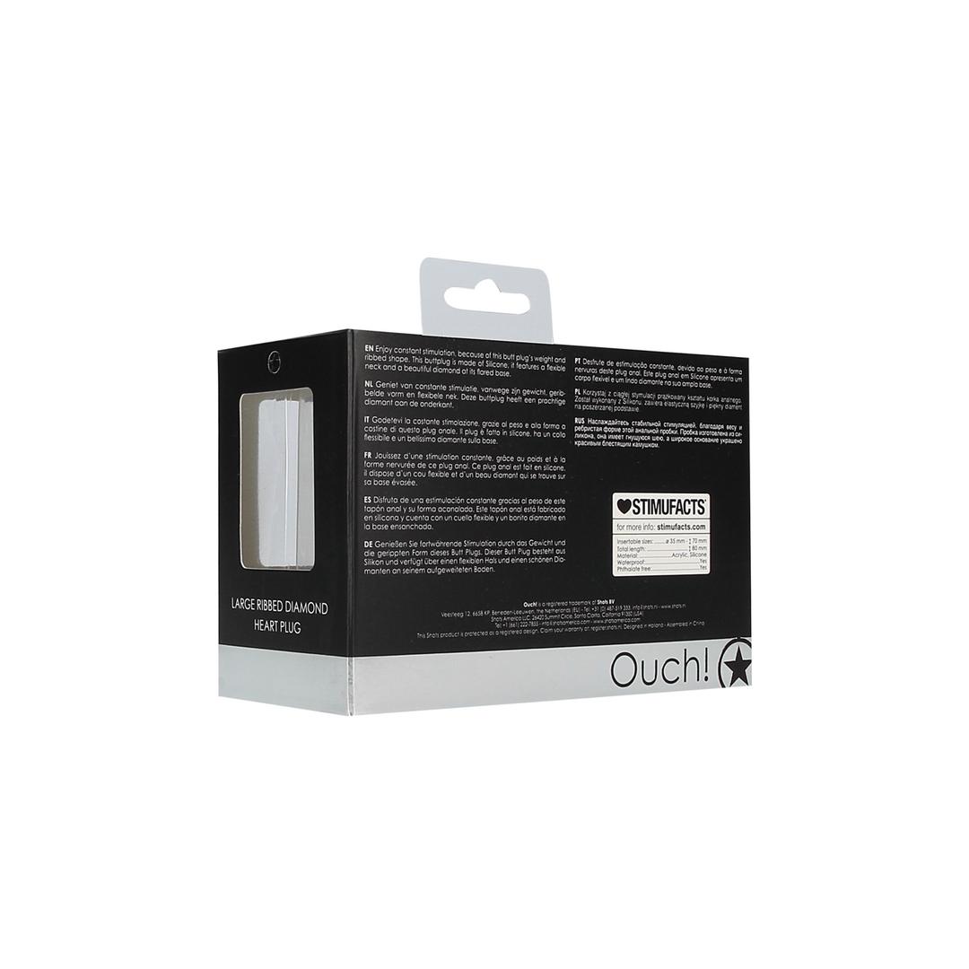 Analplug Ouch Diamant Herz gerippt Schwarz 7 x Ø 3,5 cm – Ansicht 3