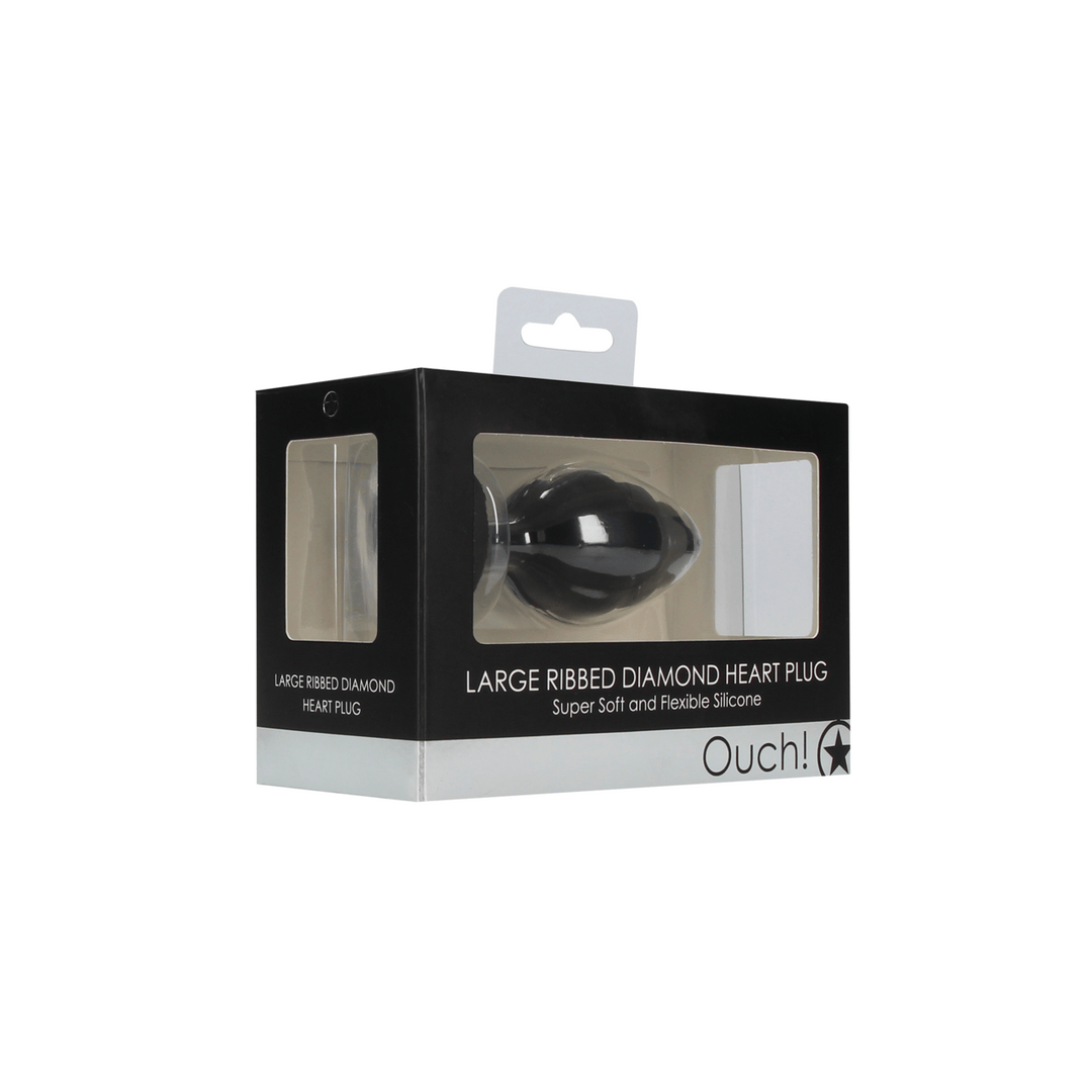 Analplug Ouch Diamant Herz gerippt Schwarz 7 x Ø 3,5 cm – Ansicht 2