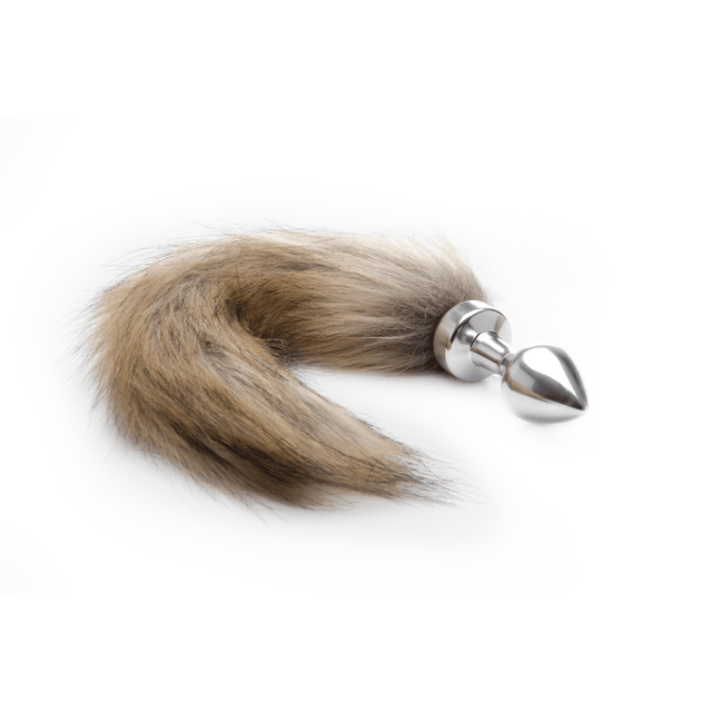 Analplug Ouch mit Fuchsschwanz naturfarben aus Stahl 5,1 x Ø 3,6 cm