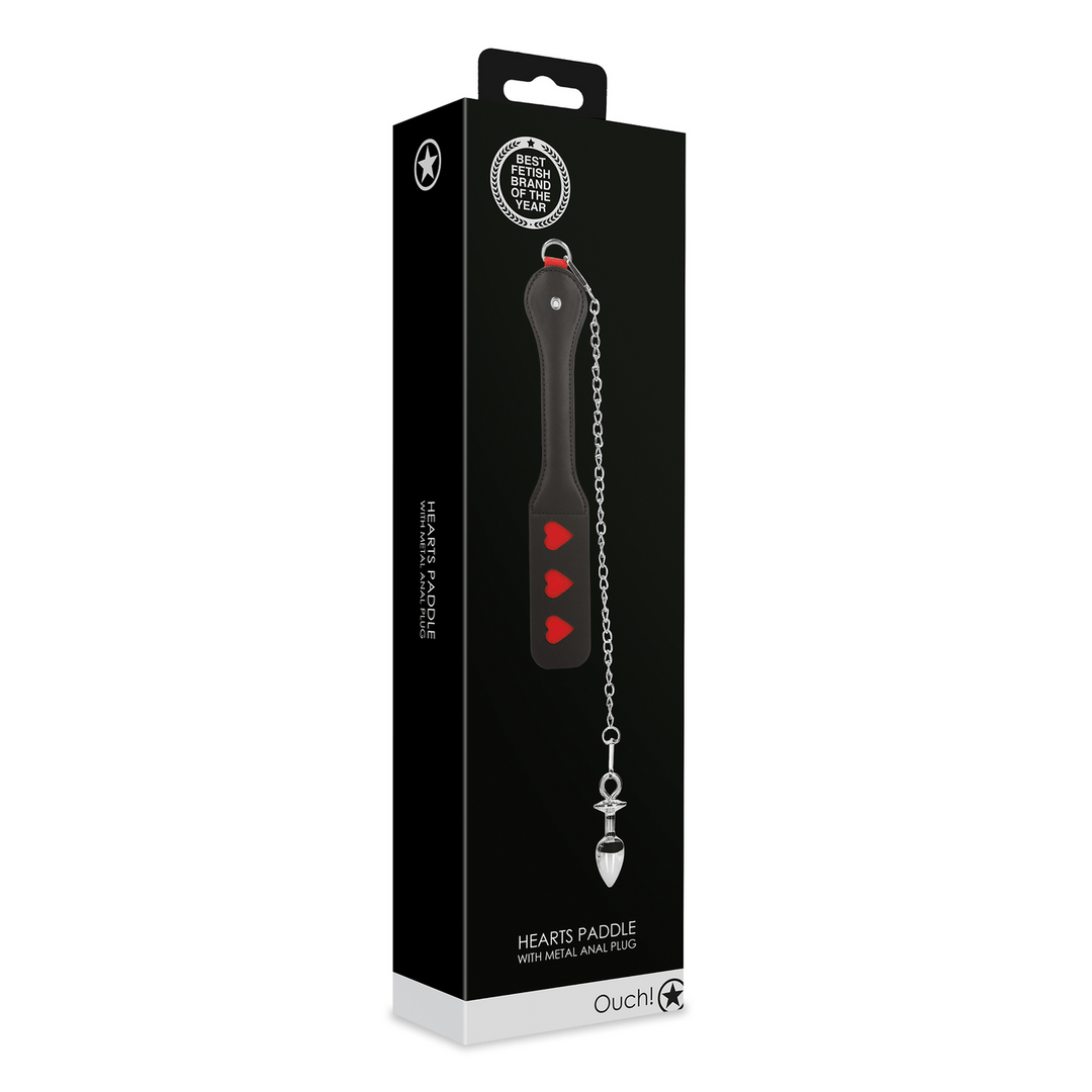 Analplug Ouch mit Herz-Paddle aus Stahl Schwarz 4,1 x Ø 2,5 cm – Ansicht 2
