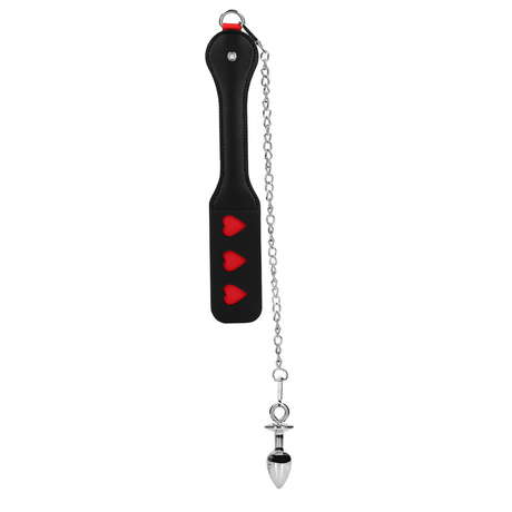 Analplug Ouch mit Herz-Paddle aus Stahl Schwarz 4,1 x Ø 2,5 cm