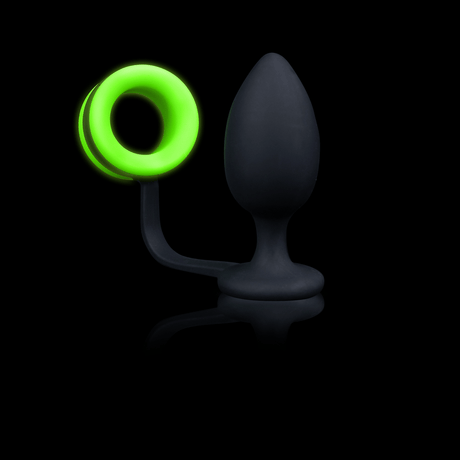 Analplug Ouch mit Penisring nachtleuchtend 8,8 x Ø 3,8 cm