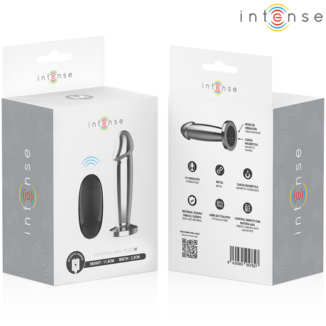 Analplug Plug 10 Vibrationen Metalldildo mit Fernbedienung M 11,8 cm