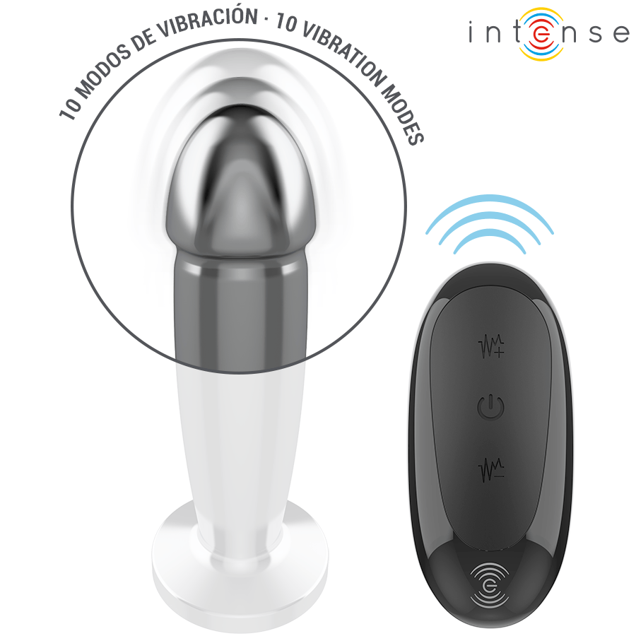 Analplug Plug 10 Vibrationen Metalldildo mit Fernbedienung M 11,8 cm