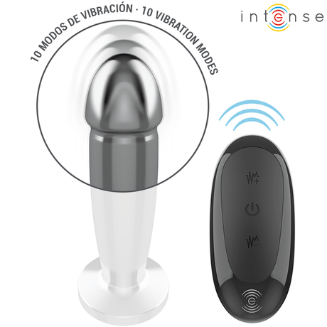 Analplug Plug 10 Vibrationen Metalldildo mit Fernbedienung M 11,8 cm