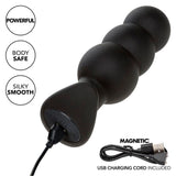 Analplug Rock Bottom Anal Plug mit Perlen 10 Vibrationen Silikon Schwarz
