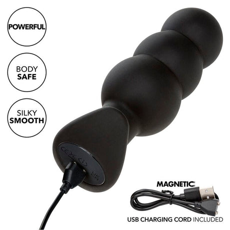 Analplug Rock Bottom Anal Plug mit Perlen 10 Vibrationen Silikon Schwarz