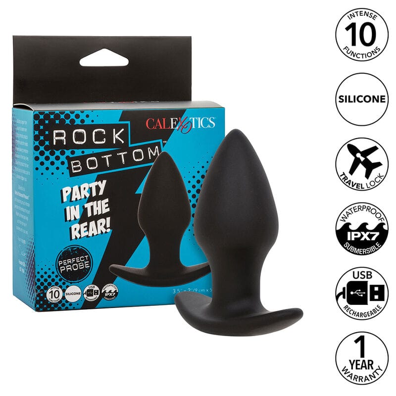 Analplug Rock Bottom Perfect Schwarz mit 10 Vibrationen 9 x 5 cm – Ansicht 2