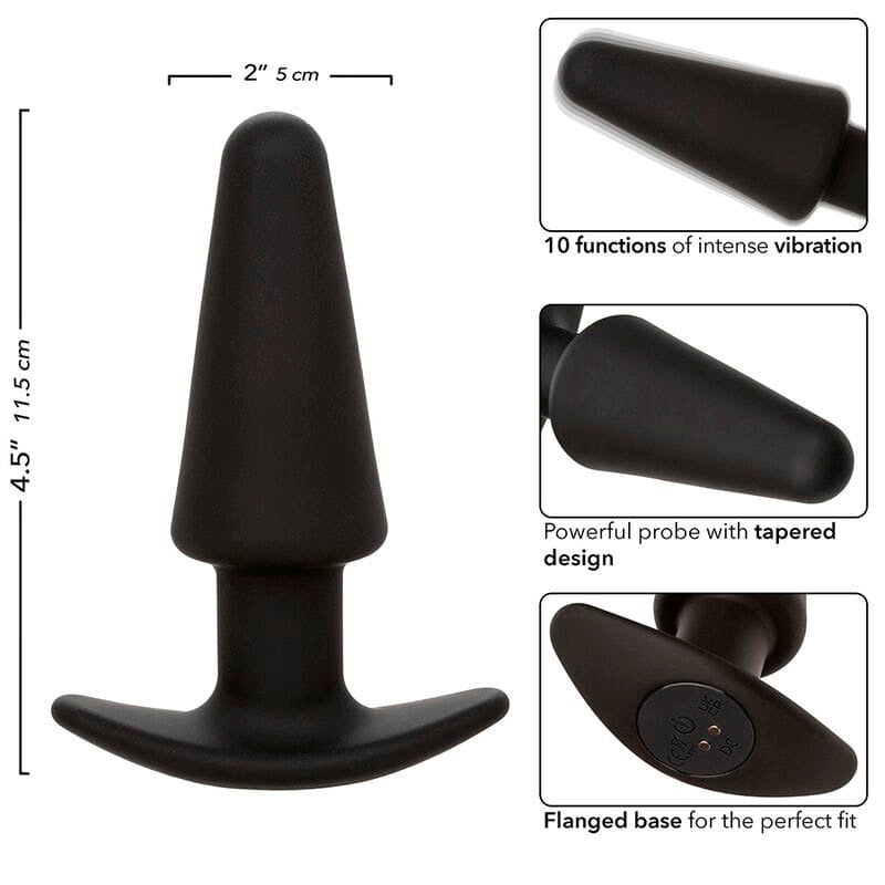 Analplug Rock Bottom Tapered Anal Plug 10 Vibraciones Silikon Schwarz